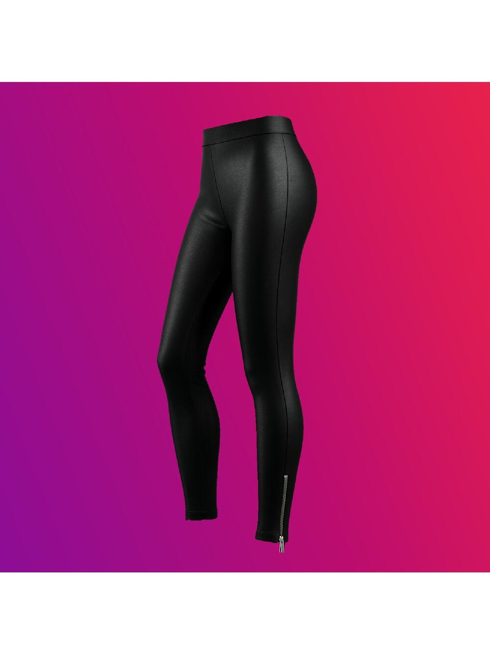 Miley Cyrus & Max Azria Black Shiny Wet Look Leggings With Ankle Zipper Small